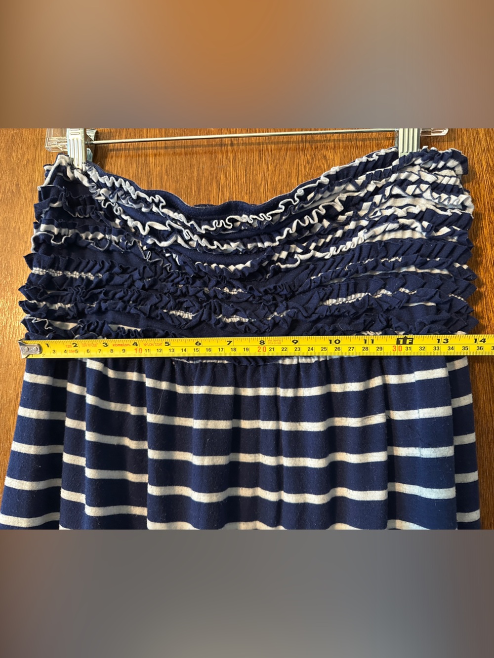 Xhilaration Navy White Striped Dress Maxi Strapless Ruched Front - Picture 3 of 6